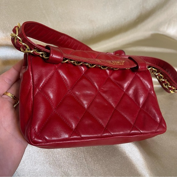 💕SOLD💕Chanel CC red quilted leather belt bag bum bag vintage - Picture 3 of 15